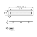 TECE DRAIN LINE SHOWER CHANNEL FOR NATURAL STONE STRAIGHT WITH STAINLESS STEEL SUPPORT BRACKETS