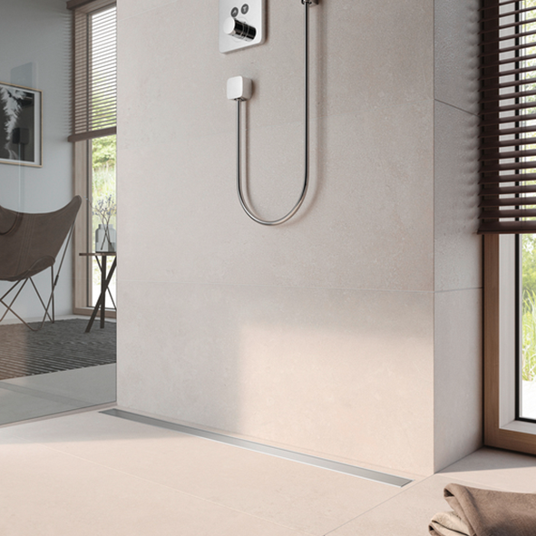 TECE DRAIN LINE SHOWER CHANNEL FOR NATURAL STONE STRAIGHT WITH STAINLESS STEEL SUPPORT BRACKETS