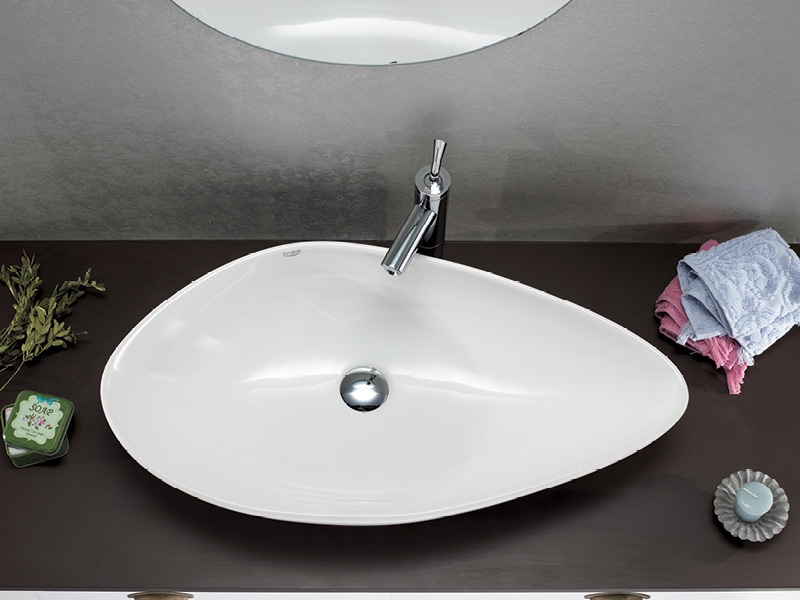 OLIVE 75X38CM WITHOUT TAPHOLE WHITE MATTE