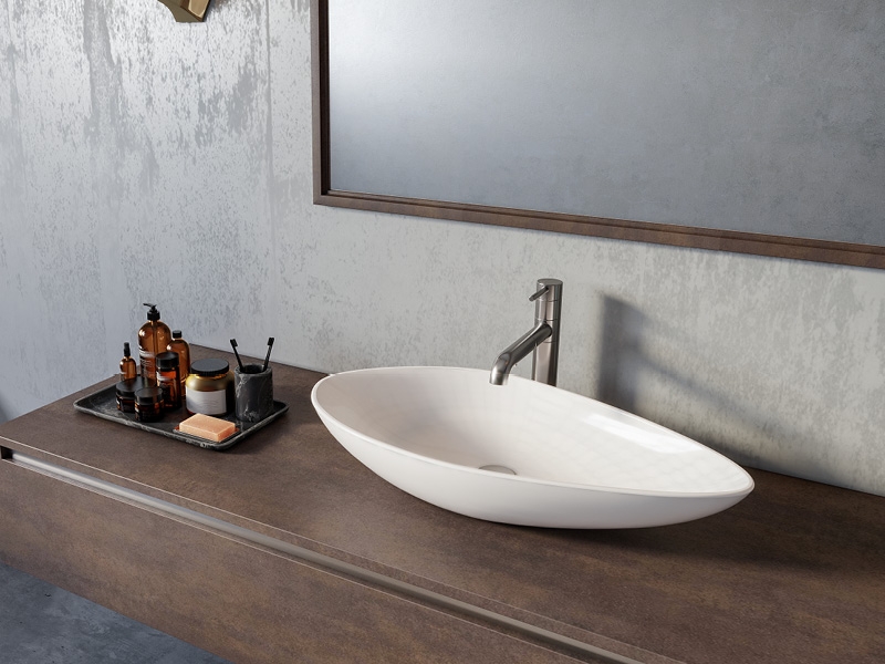 OLIVE 75X38CM WITHOUT TAPHOLE WHITE MATTE