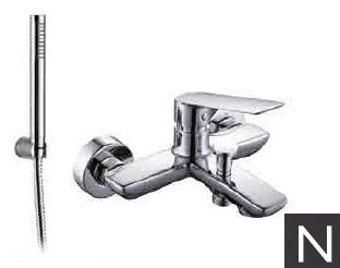SLEEK-Single lever bathtub mixer with automatic diverter and shower kit BLACK MATT gr. 1850 dim. 23x14x7