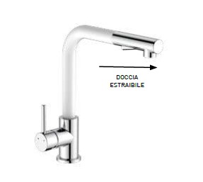 Single hole unit for sink with swivel spout and pullout handshower CHROMEWHITE gr. 1910 dim. 28x39x9