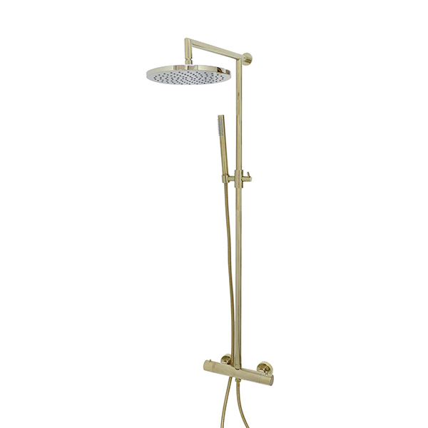 SHOWER COLUMNS-Brass shower column complete with thermostatic mixer,Ø25 shower head BRIGHT BRASS gr. 5000 dim. 40x72x9