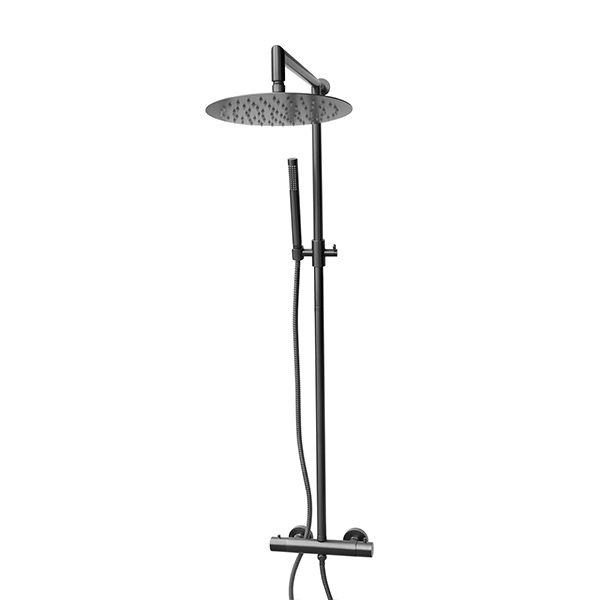 SHOWER COLUMNS-Brass shower column complete with thermostatic mixer,Ø25 shower head MATT RHODIUM gr. 5000 dim. 40x72x9
