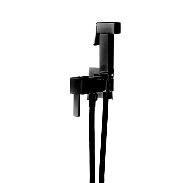 SHUT OFF HANDSHOWER-Kit shut-off with brass hand shower, with PVC cm. 120 hose, with hot/cold mixer in MATT BLACK gr. 1650 dim. 19x29x7