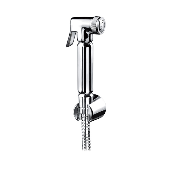 SHUT OFF HANDSHOWER-BRASS Chrome shut off shower with cm. 120 stainless steel hose and ABS wall support