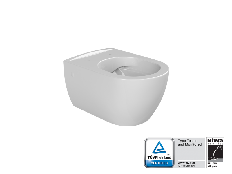 Toilet, Wall-Hung, City Rimless, White