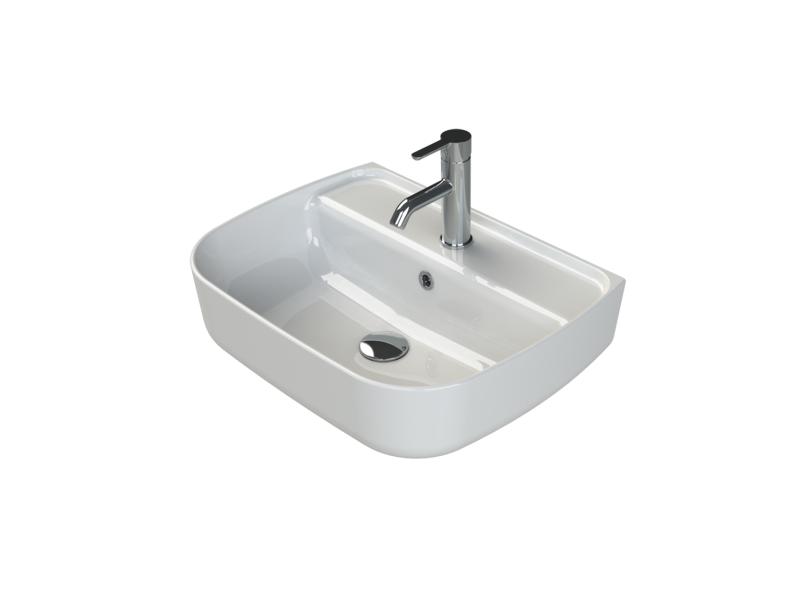 Washbasin, Aqua 55x42cm, With Tap Hole, White