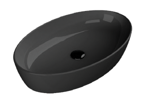 One Black Matte 67x42 cm Without Tap Hole