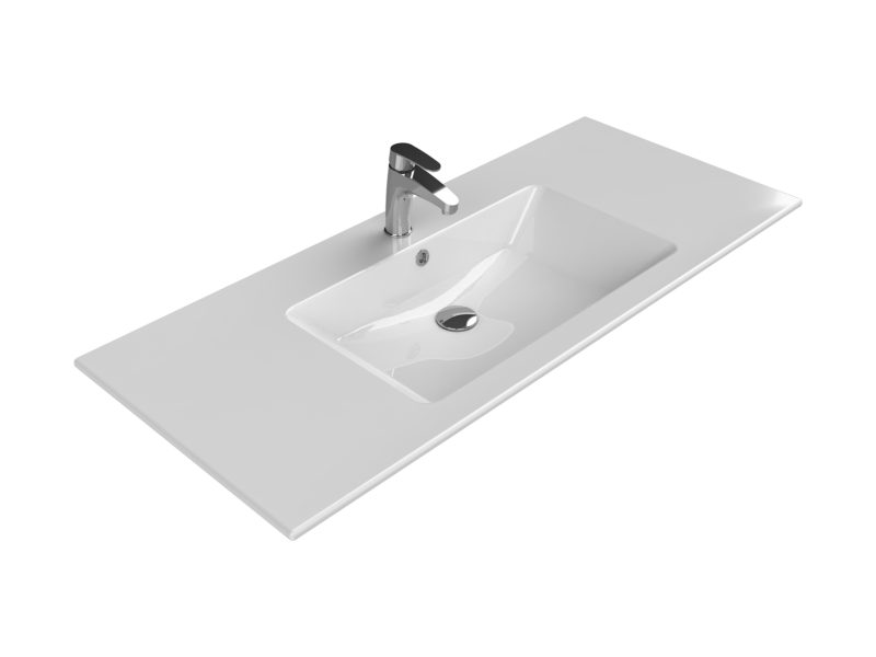 Basin, Furniture Compatible, Ibiza 121x51 cm, With Tap Hole, White