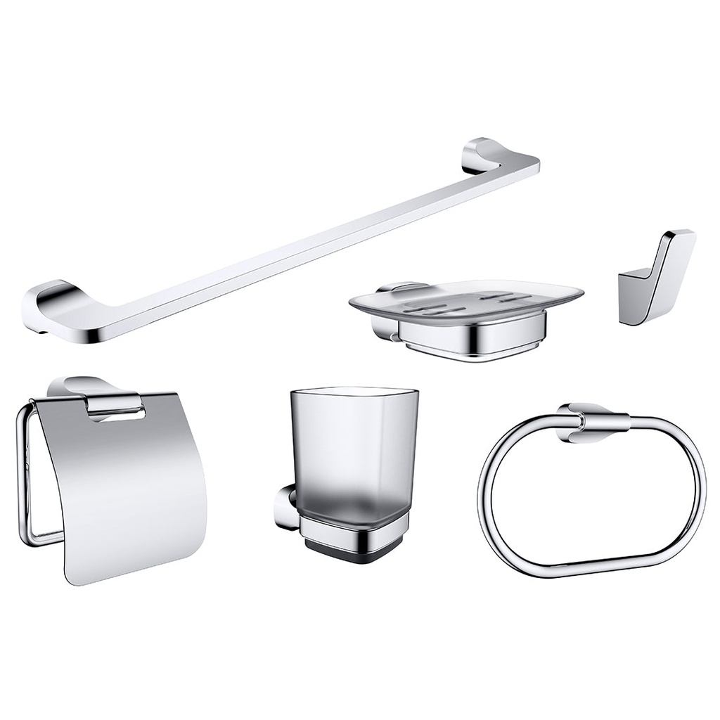 TRAC00075.SET TREDEX T.S Bathroom Accessories Set of 6, Chrome