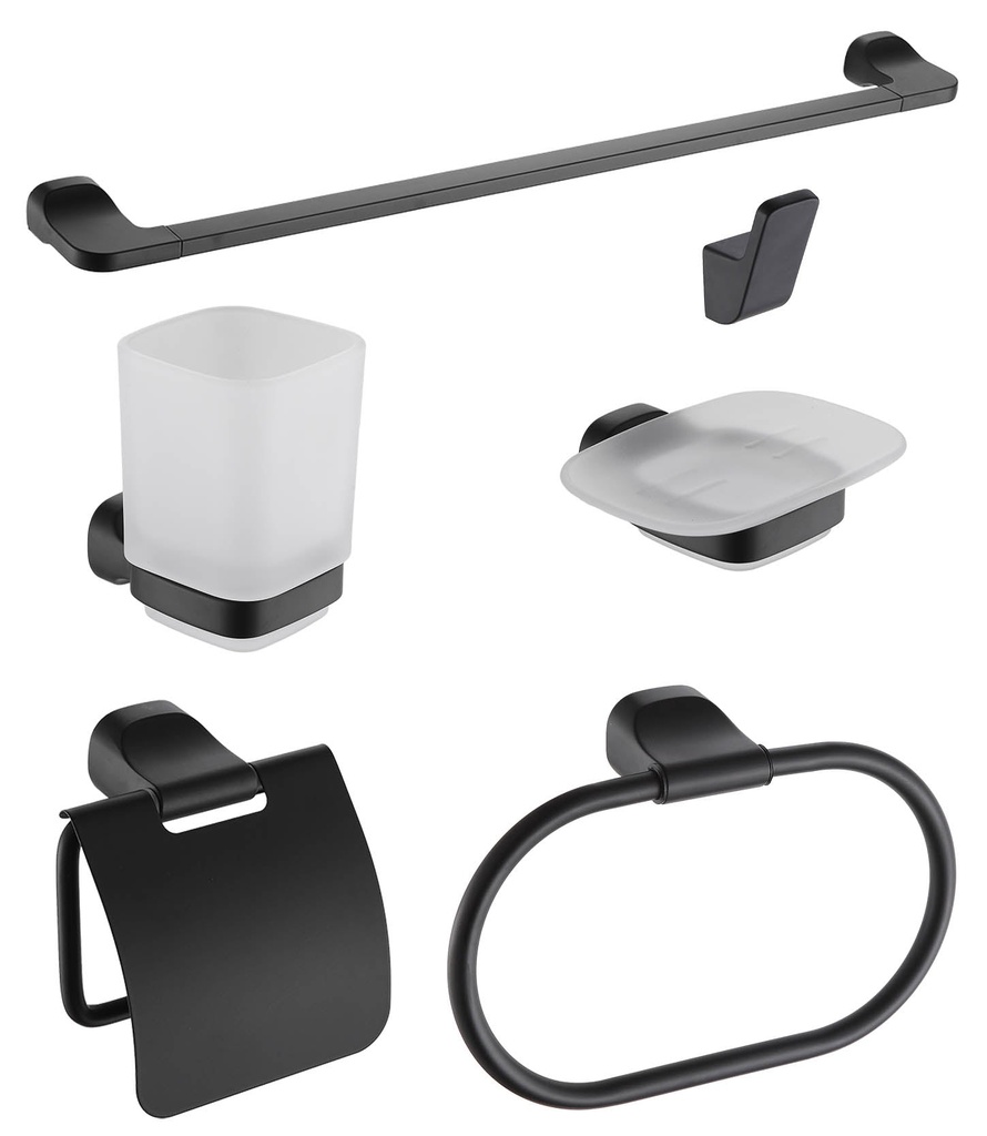 TRAC00075.SET.MB TREDEX T.S Bathroom Accessories Set of 6, Matt Black