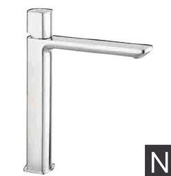 [7114N] MYTIME-Tall single - control mixer for washbasin with long spout and CLICK - CLACK waste MATT BLACK gr. 2450 dim. 39x27,5x9