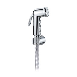 [4203] SHUT OFF HANDSHOWER-Chrome shut off shower with cm. 120 silver hose and ABS wall support