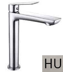 [9914HU] SLEEK-Tall single - control mixer for washbasin with long spout and CLICK - CLACK waste BRUSHED NICKEL gr. 2040 dim. 19x41x8
