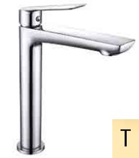 [9914T] SLEEK-Tall single - control mixer for washbasin with long spout and CLICK - CLACK waste BRIGHT BRASS gr. 2040 dim. 19x41x8