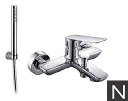 [9900N] SLEEK-Single lever bathtub mixer with automatic diverter and shower kit BLACK MATT gr. 1850 dim. 23x14x7