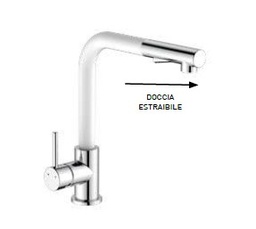 [8179CB] Single hole unit for sink with swivel spout and pullout handshower CHROMEWHITE gr. 1910 dim. 28x39x9