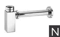 [791N] SIPHONES-Brass square  for Basin 1" 1/4 MATT BLACK