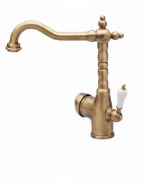 [4415X] Single-control mixer for washbasin with lateral lever, old style swivel spout and pop- up waste. BRONZE FINSH-gr. 2100 dim. 41x19x8