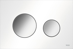 [9240927] TECELOOP TOILET FLUSH PLATE PLASTIC FOR DUAL-FLUSH SYSTEM, WHITE, BRIGHT CHROME BUTTONS"